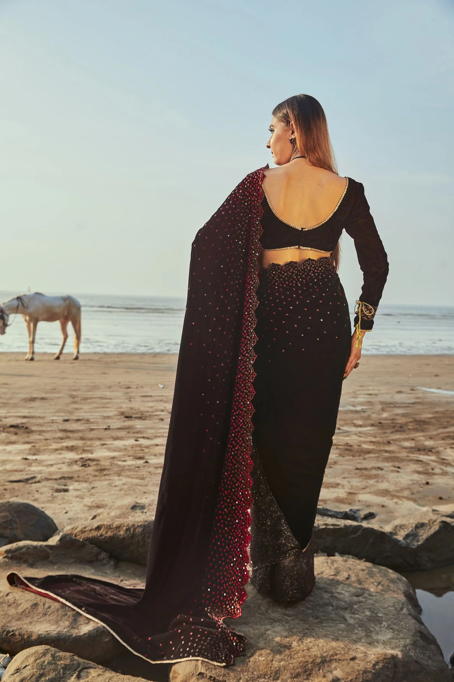 Jane Saree & Blouse- Wine