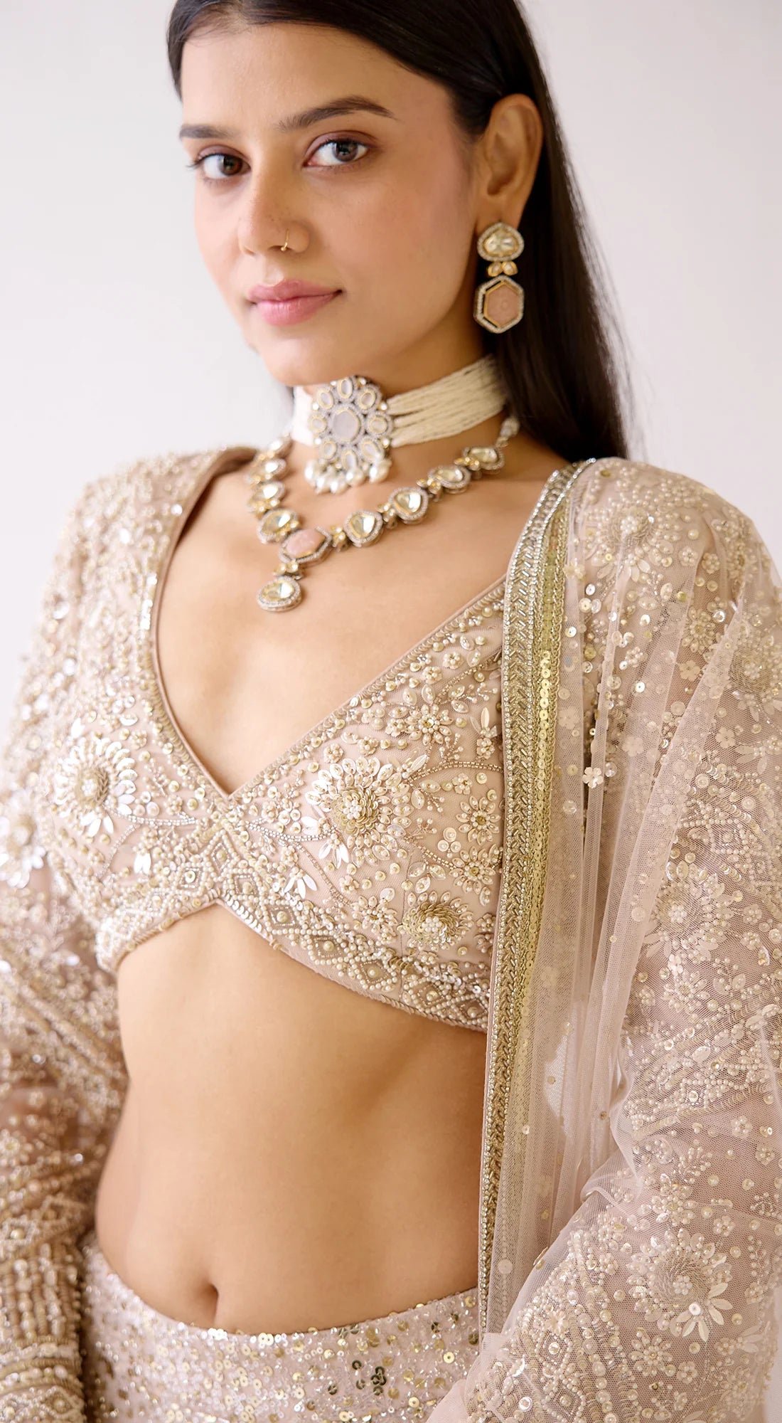 The Stardust Champagne Lehenga