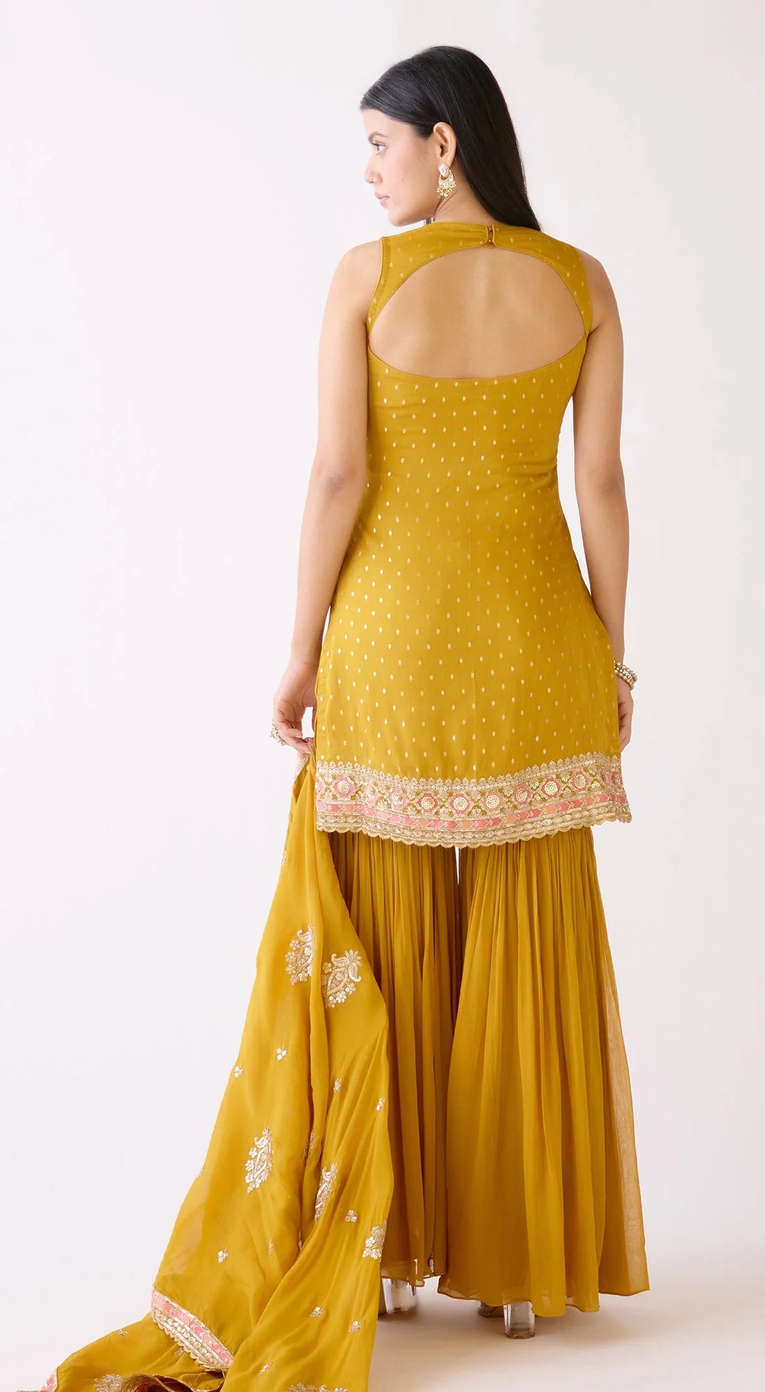 MUSTARD EMBROIDERED SHARARA SET