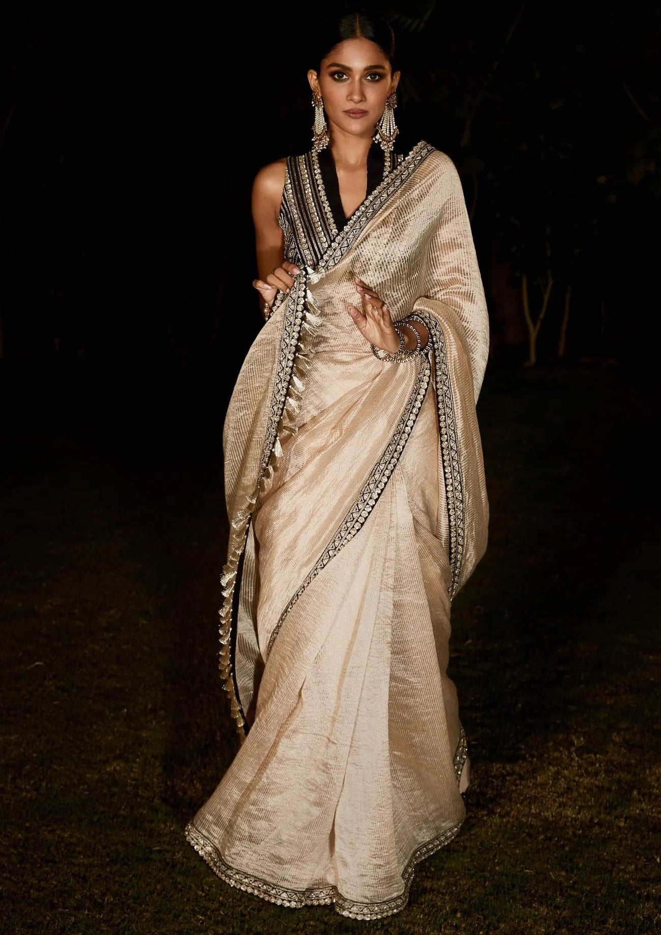 Beige Grand Athena Sari & Blouse