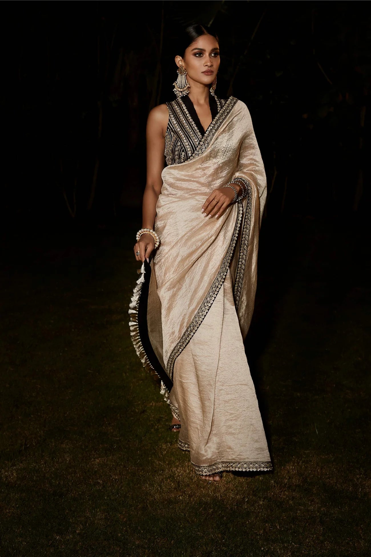 Beige Grand Athena Sari & Blouse