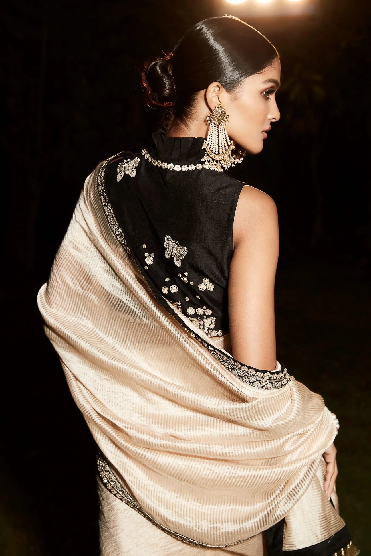 Beige Grand Athena Sari & Blouse
