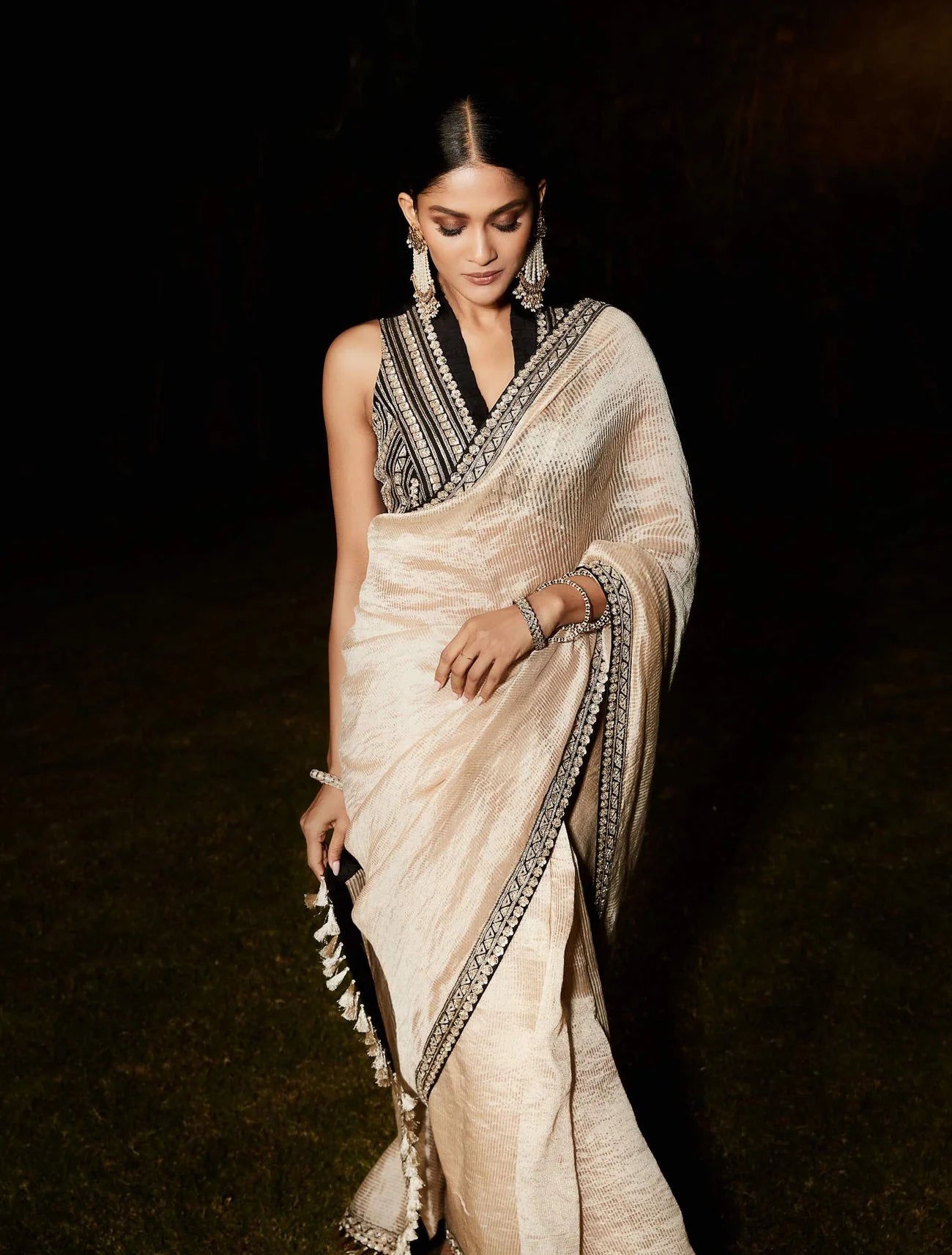 Beige Grand Athena Sari & Blouse