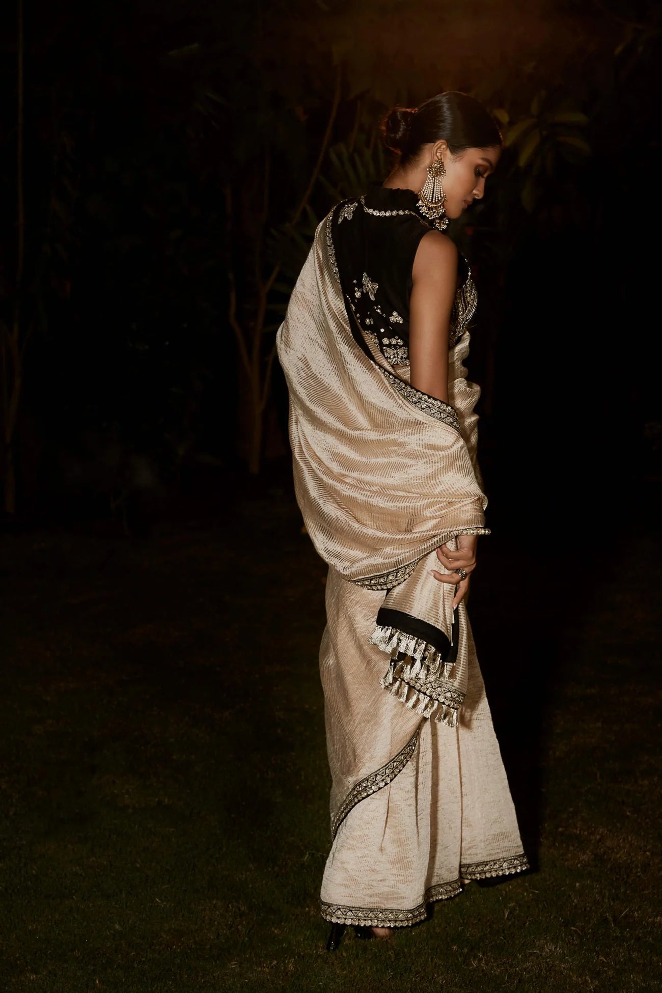 Beige Grand Athena Sari & Blouse