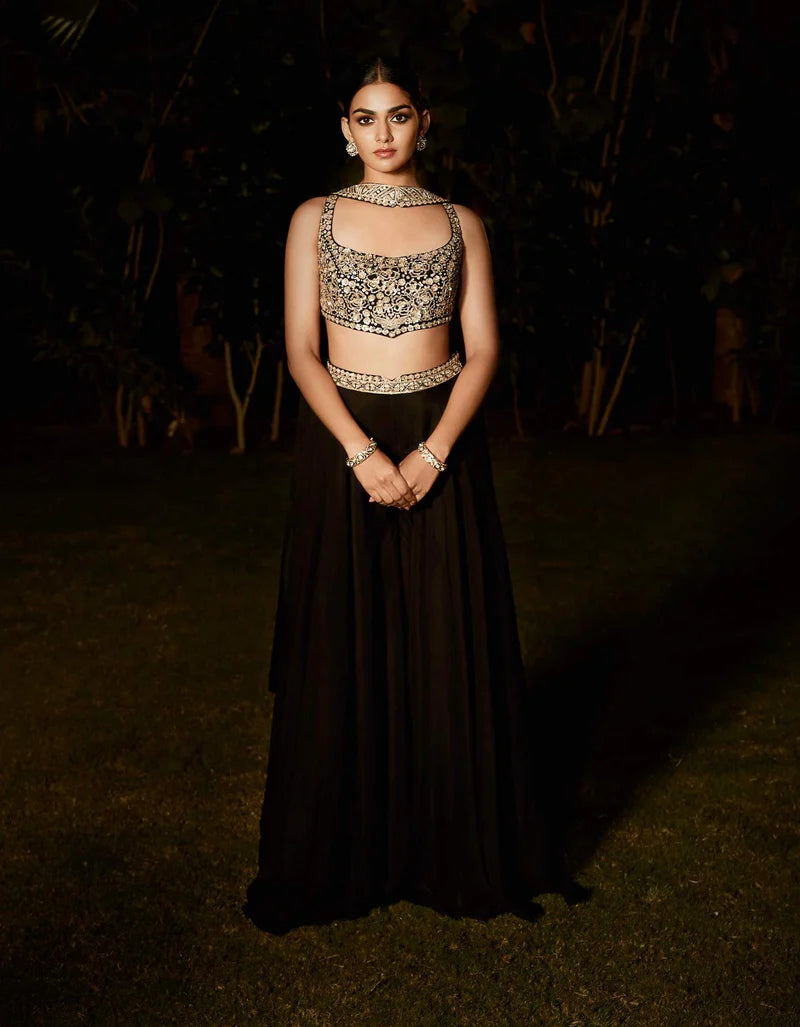 Black Holy Roman Blouse & Sharara Set
