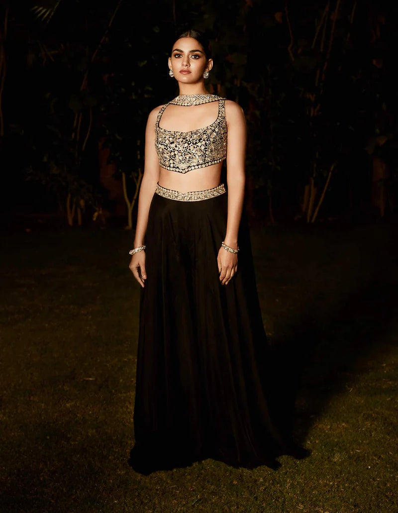 Black Holy Roman Blouse & Sharara Set
