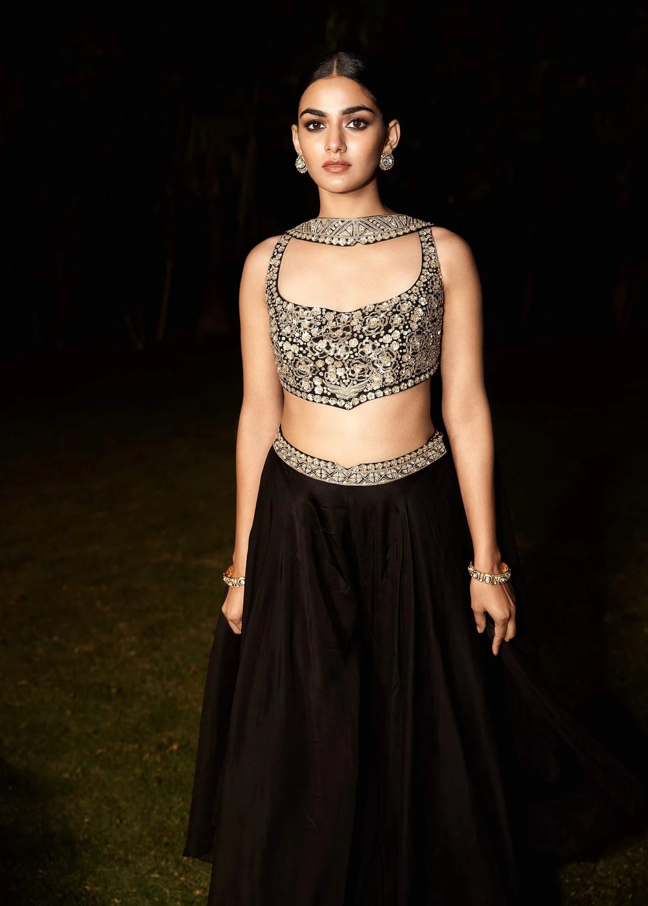 Black Holy Roman Blouse & Sharara Set