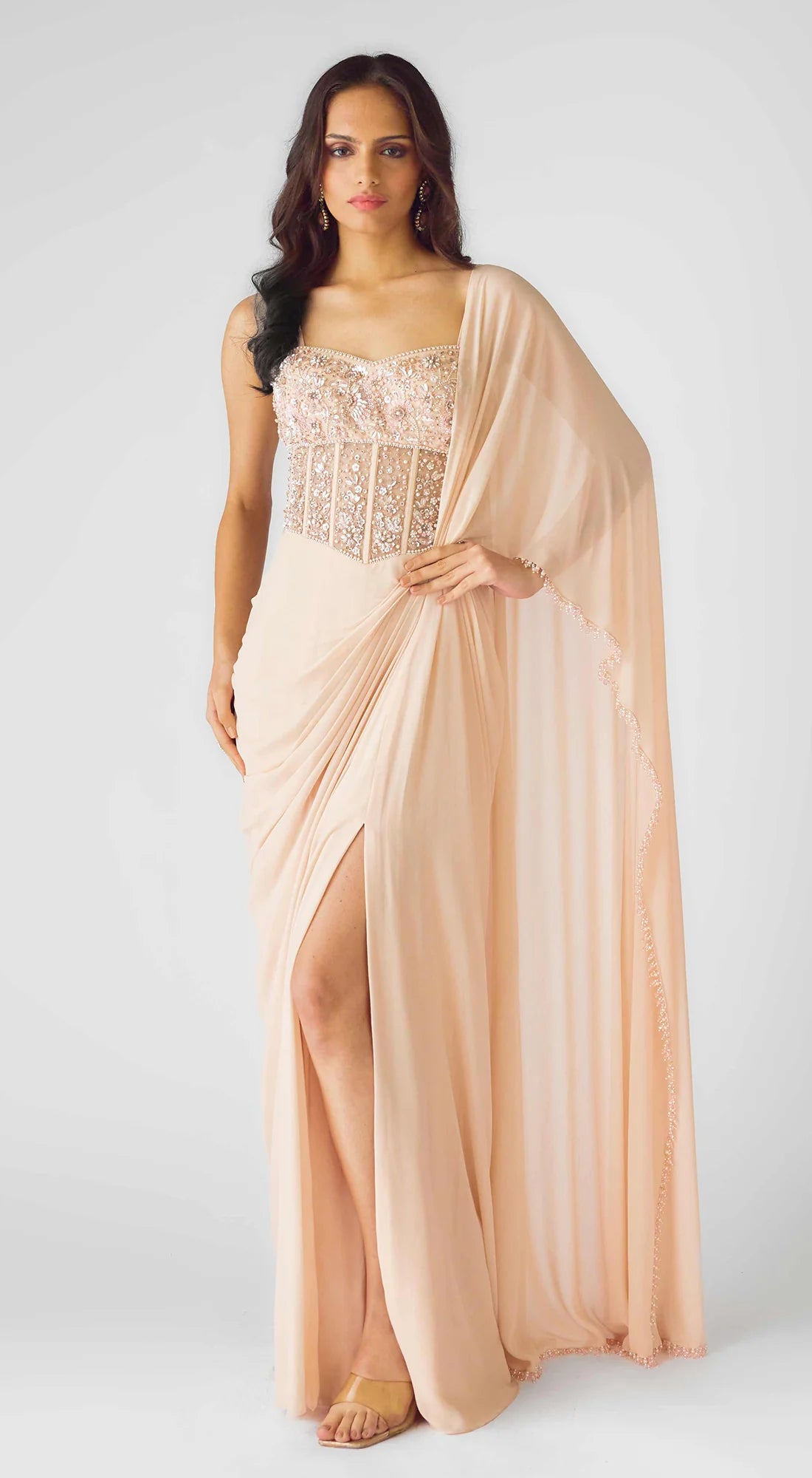 The Blush Opulence Corset Draped Saree