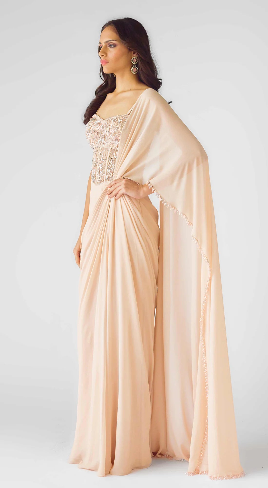 The Blush Opulence Corset Draped Saree