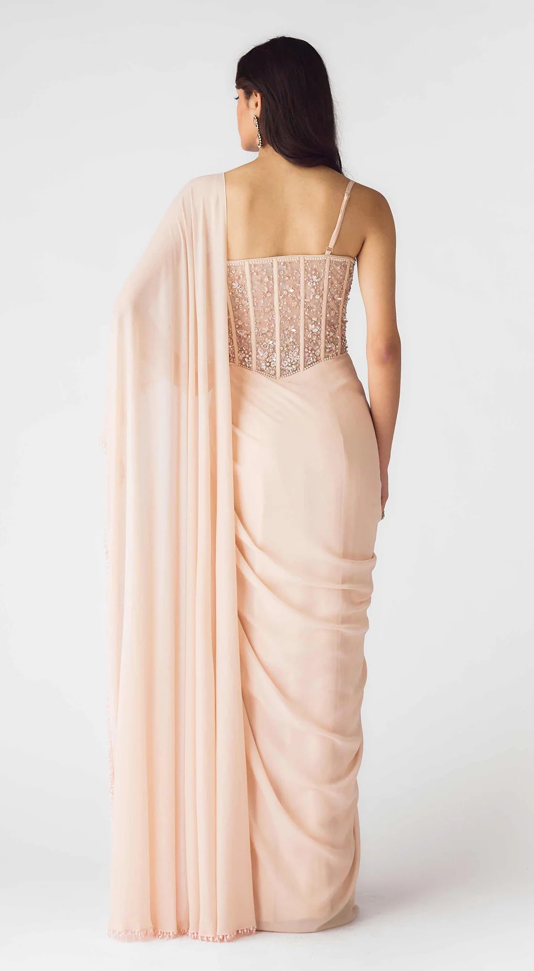 The Blush Opulence Corset Draped Saree