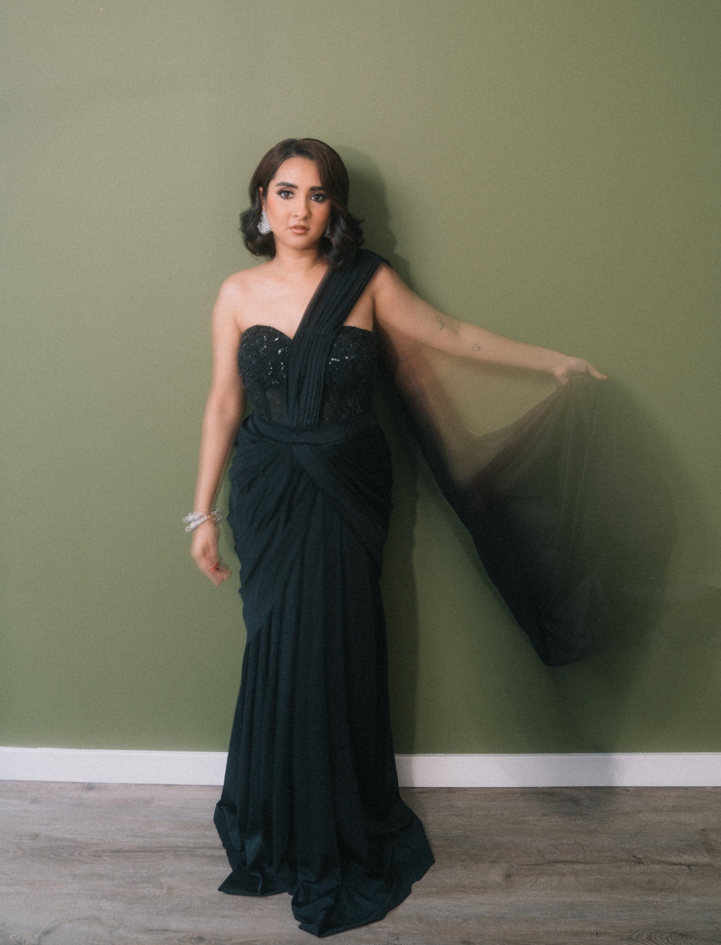 Black Corset Saree
