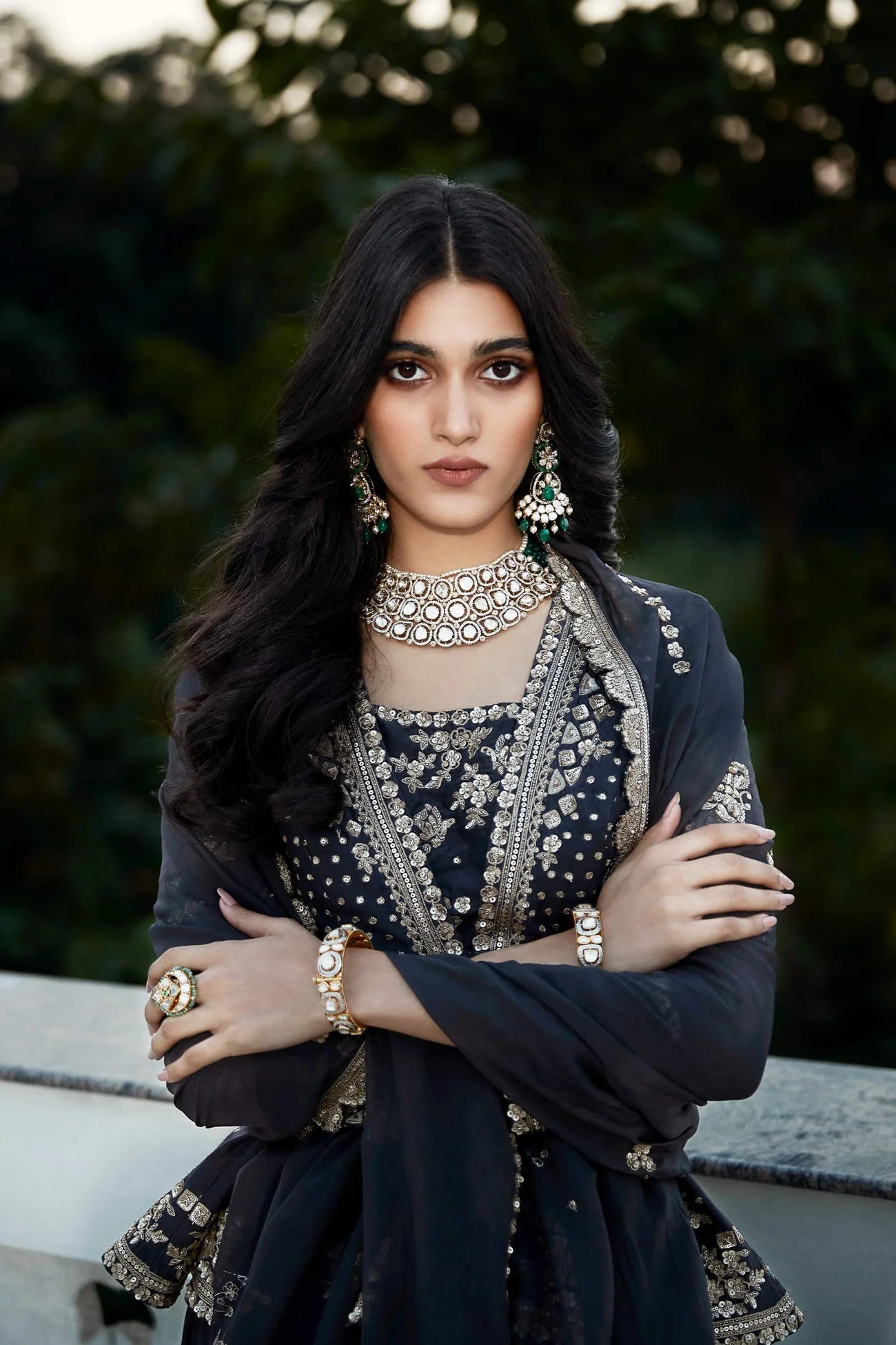 Grey Royal Peplum Short Jacket & Lehenga Set