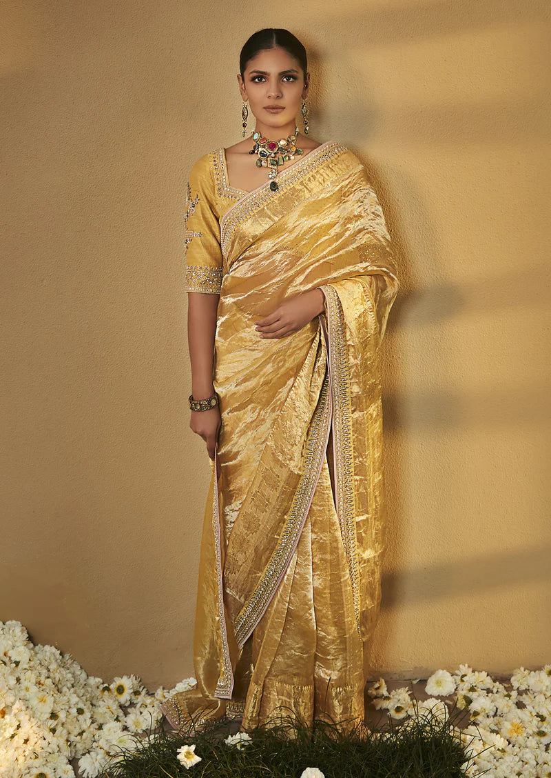 Haldi Yellow Sunaina Saree With Blouse