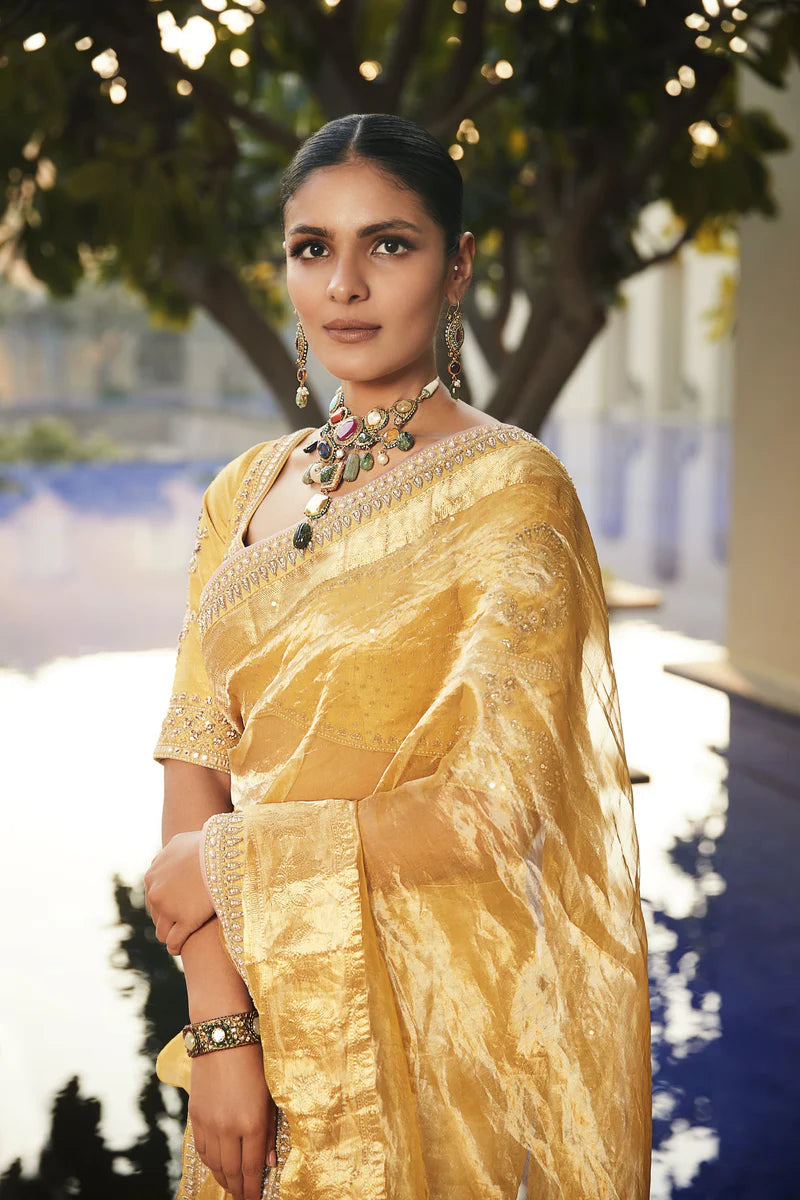 Haldi Yellow Sunaina Saree With Blouse