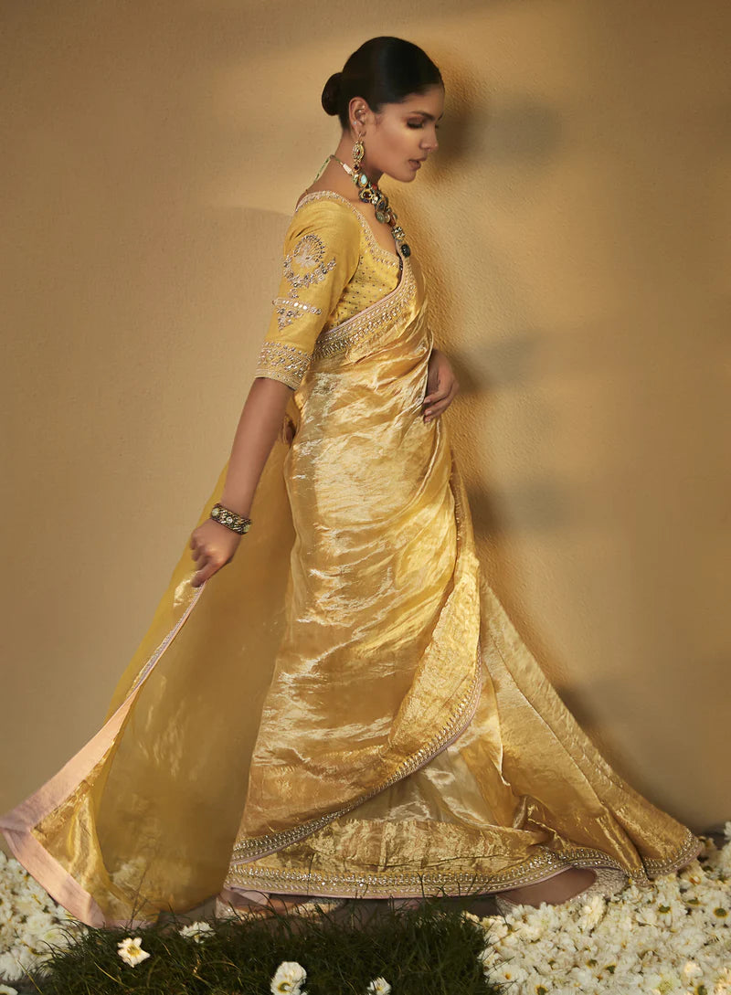 Haldi Yellow Sunaina Saree With Blouse
