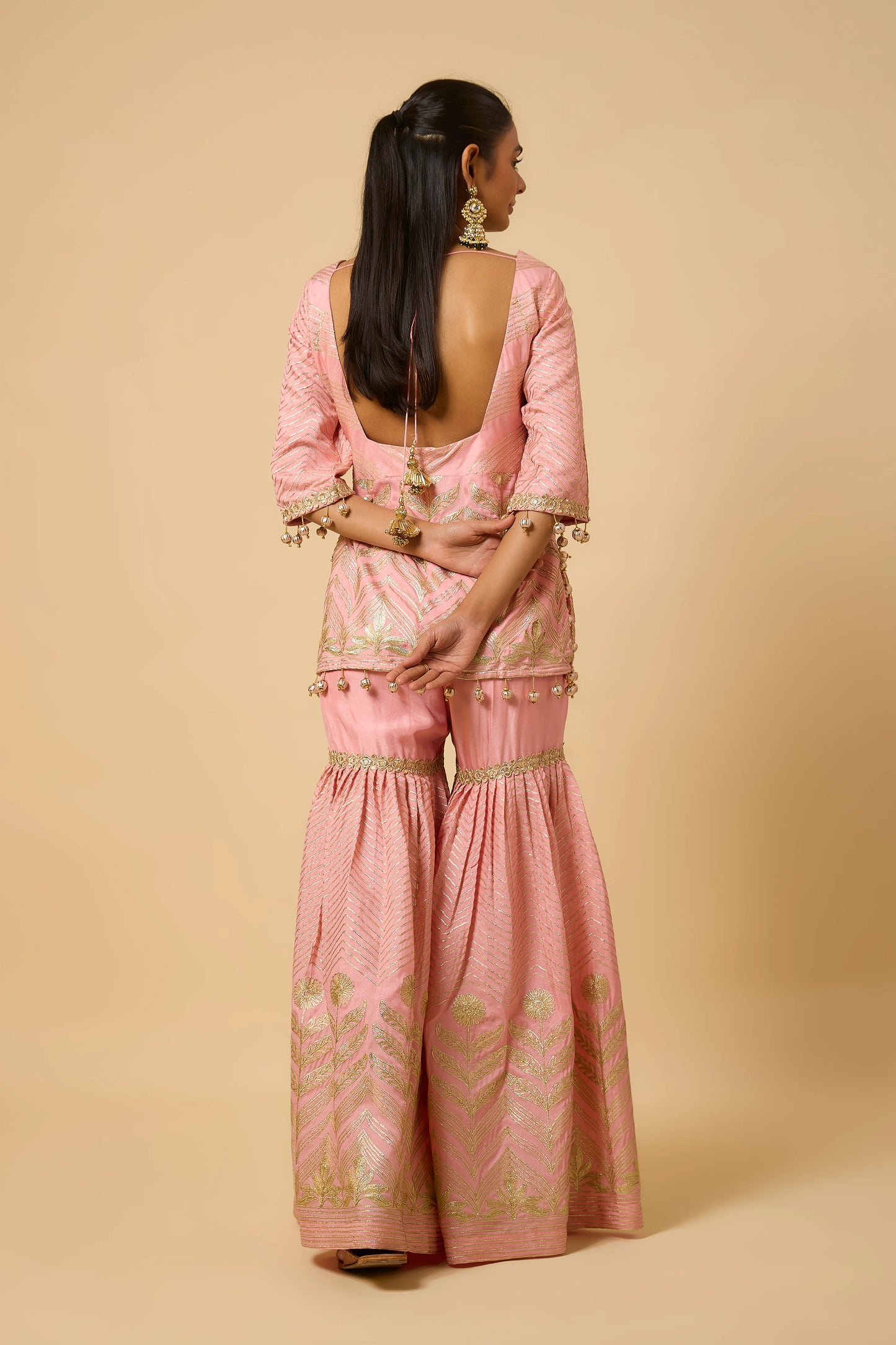 Rani - Sharara, kurta & Dupatta - Salmon Pink