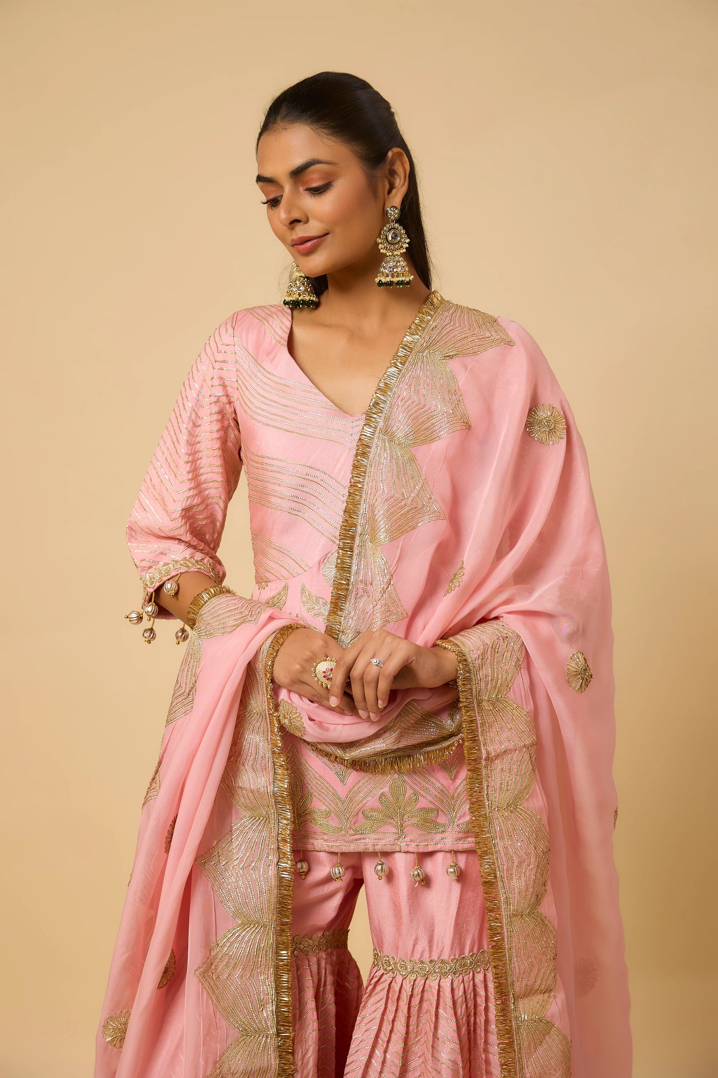 Rani - Sharara, kurta & Dupatta - Salmon Pink