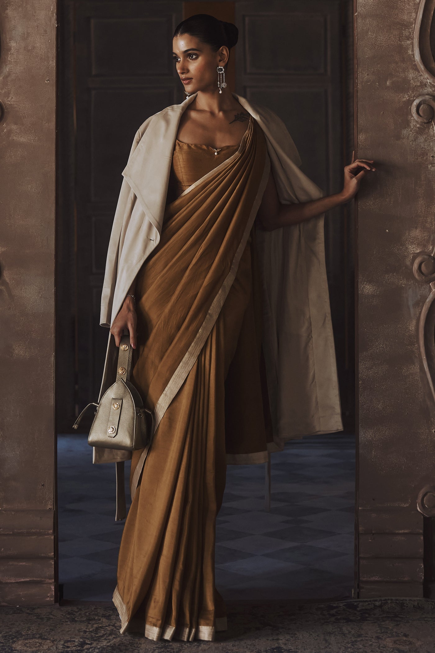 The Amber Roman Silk Saree