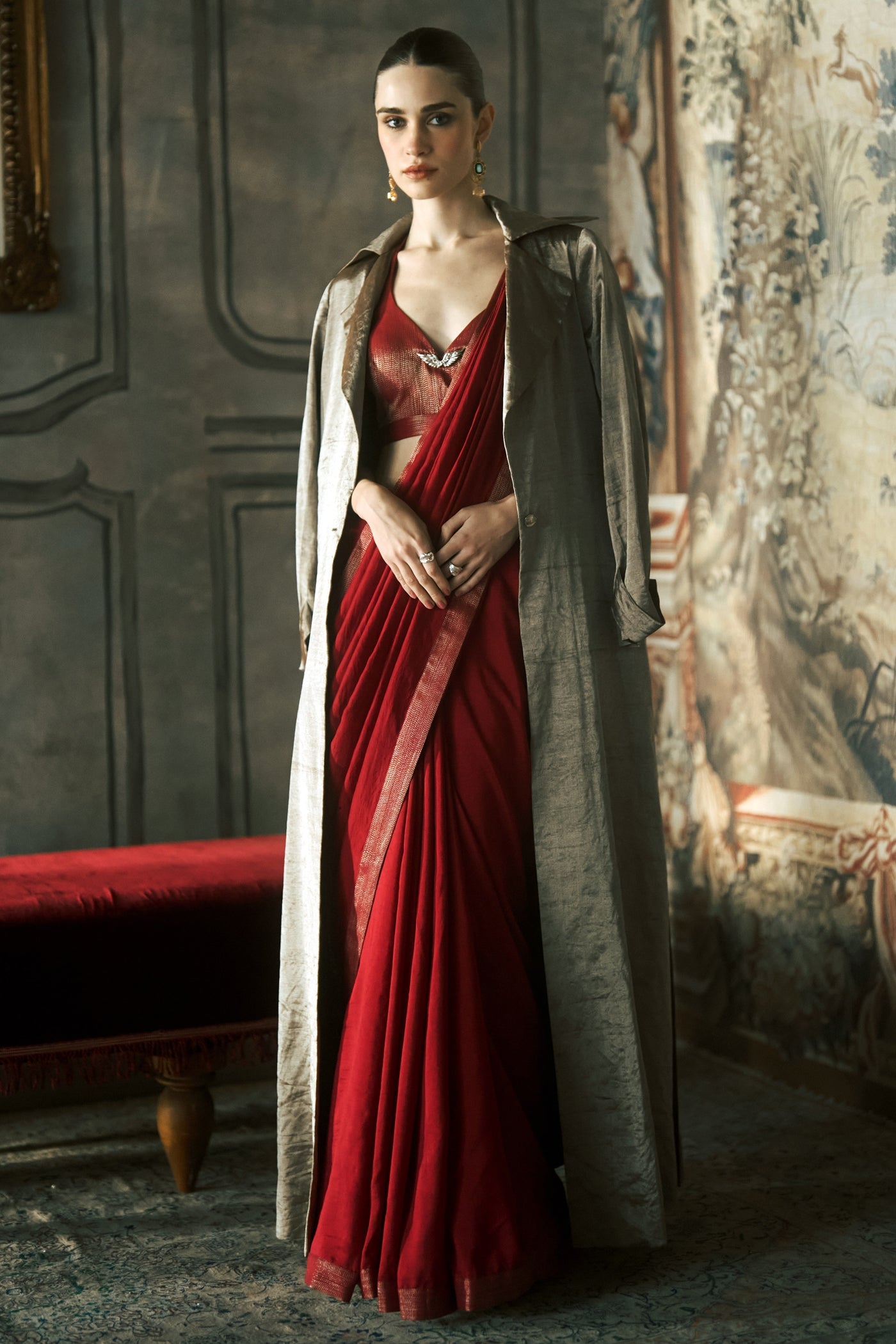 The Garavani Winged Scarlet Silk Saree