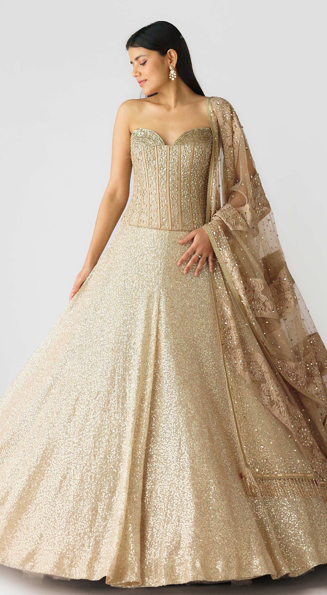 Champagne & Sparkle Corset Lehenga