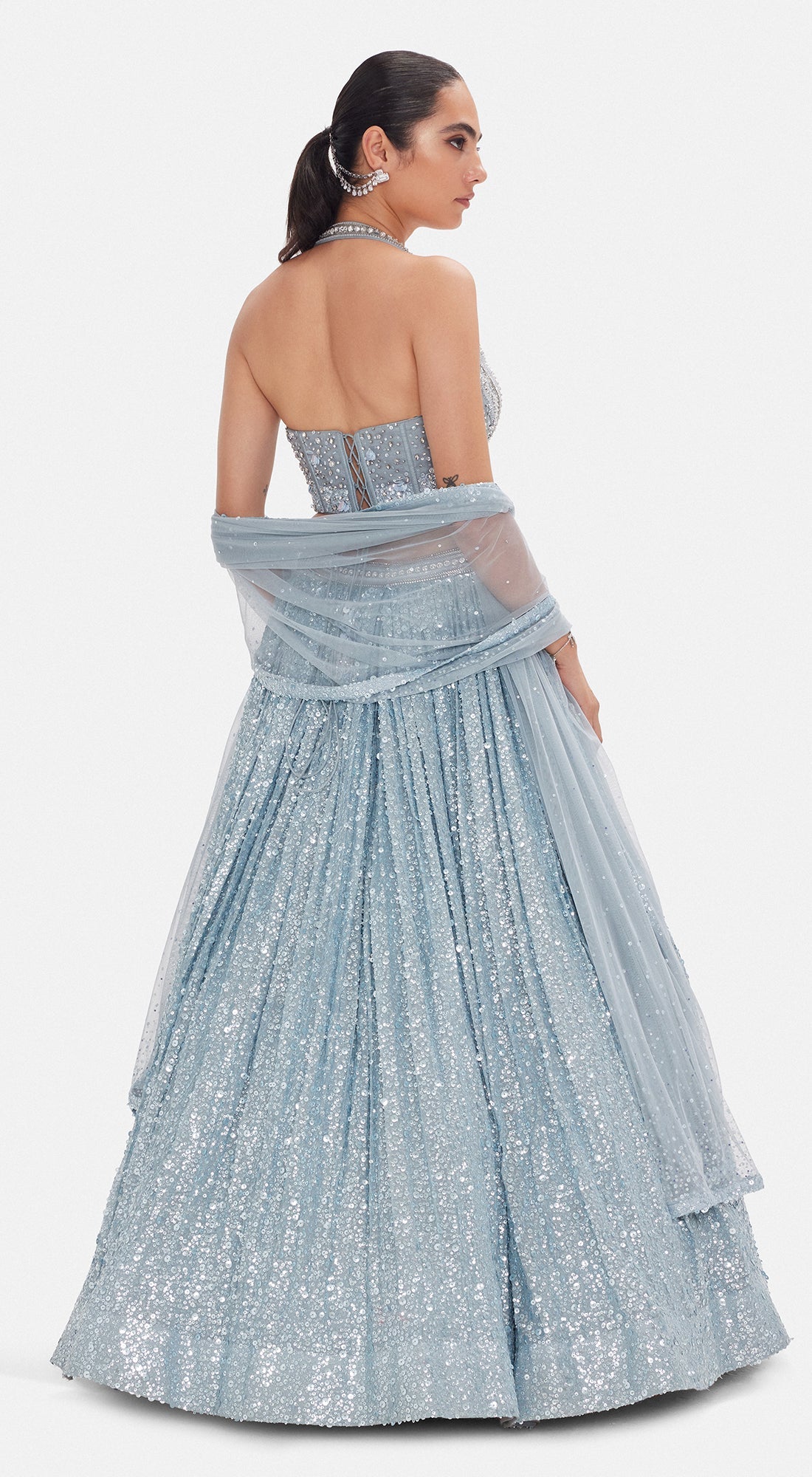 The Ice Comet Corset & Lehenga Set