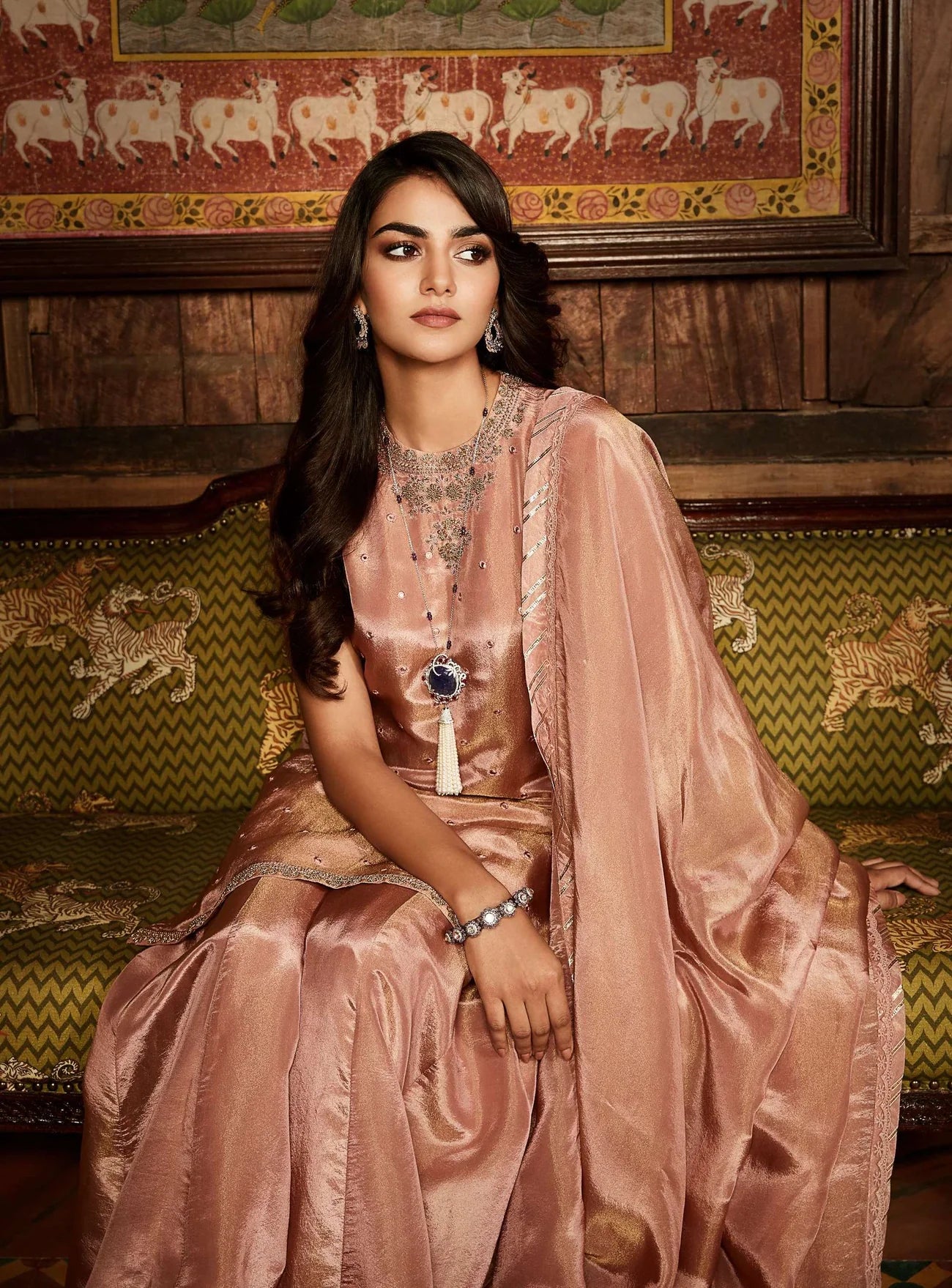 Pink Mirror Embroidered Sharara Set