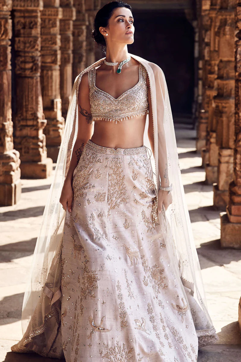 Beige Tuscan Landscape Of Dreams Lehenga Set