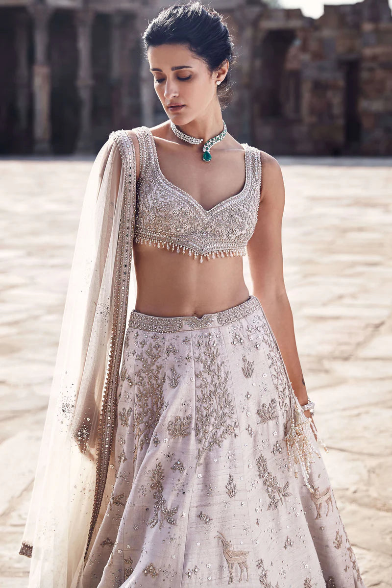 Beige Tuscan Landscape Of Dreams Lehenga Set
