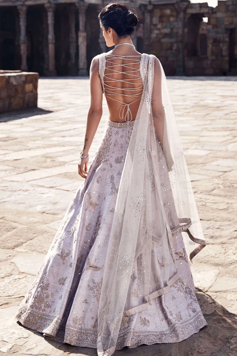 Beige Tuscan Landscape Of Dreams Lehenga Set