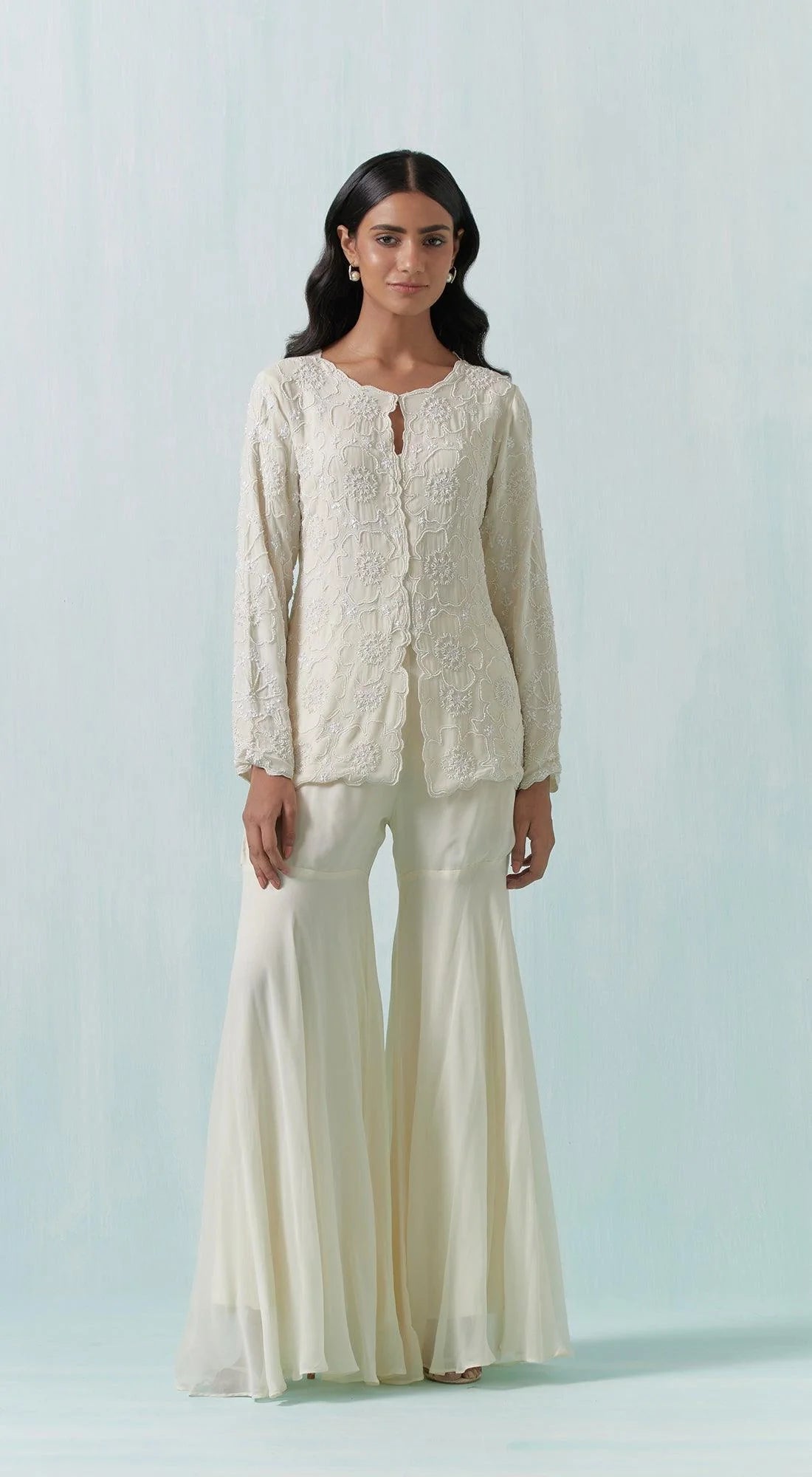 Ivory Embroidered Co-Ords