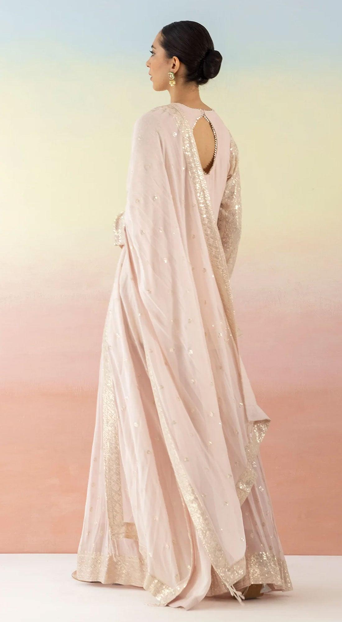 Pink Sequin Embellished Sharara Set