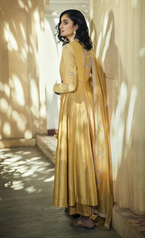 Yellow Angrakha Farshi Kalidar
