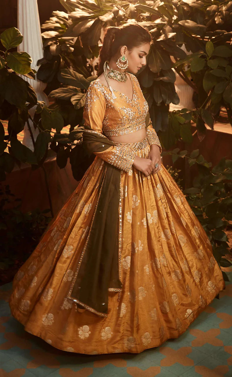 Yellow Embroidered Lehenga Set