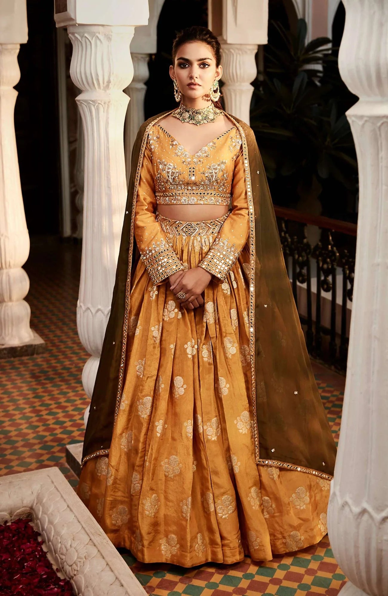 Yellow Embroidered Lehenga Set