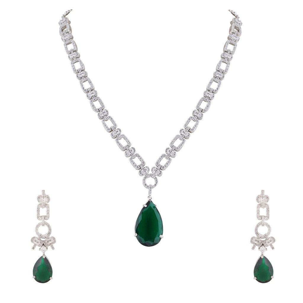 Link Emerald Drop Necklace Set