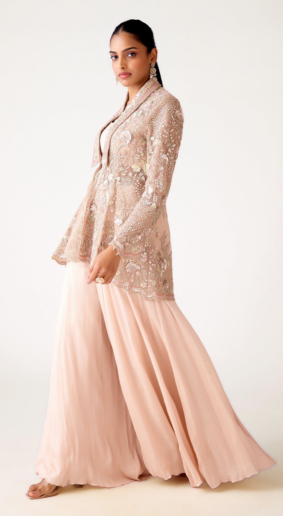 Baby Pink Embroidered Jacket Set