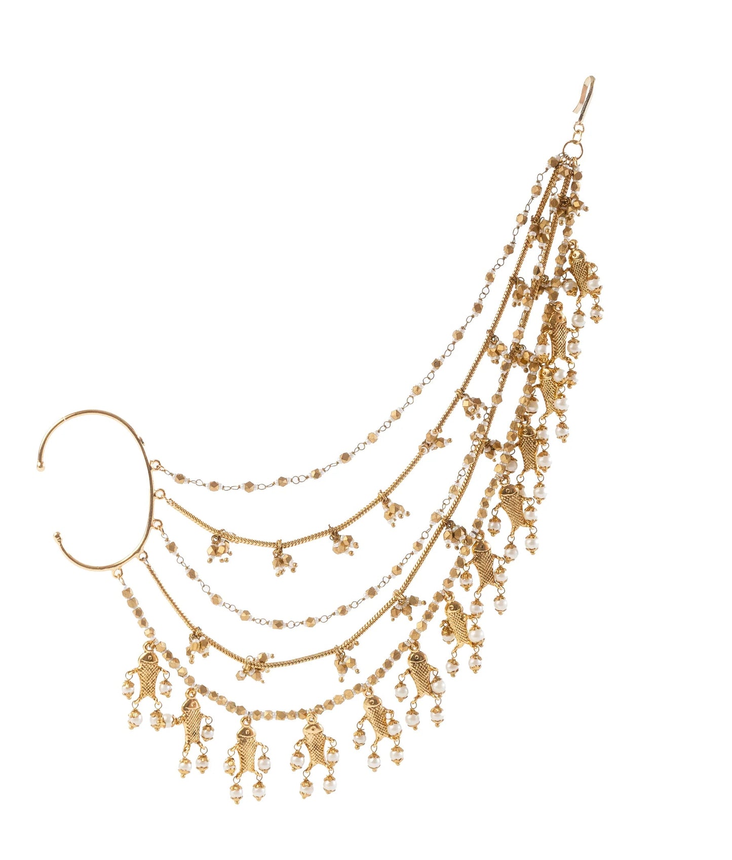 Basra Sahara In Pearls And Gold Earcuff (Set of 2)