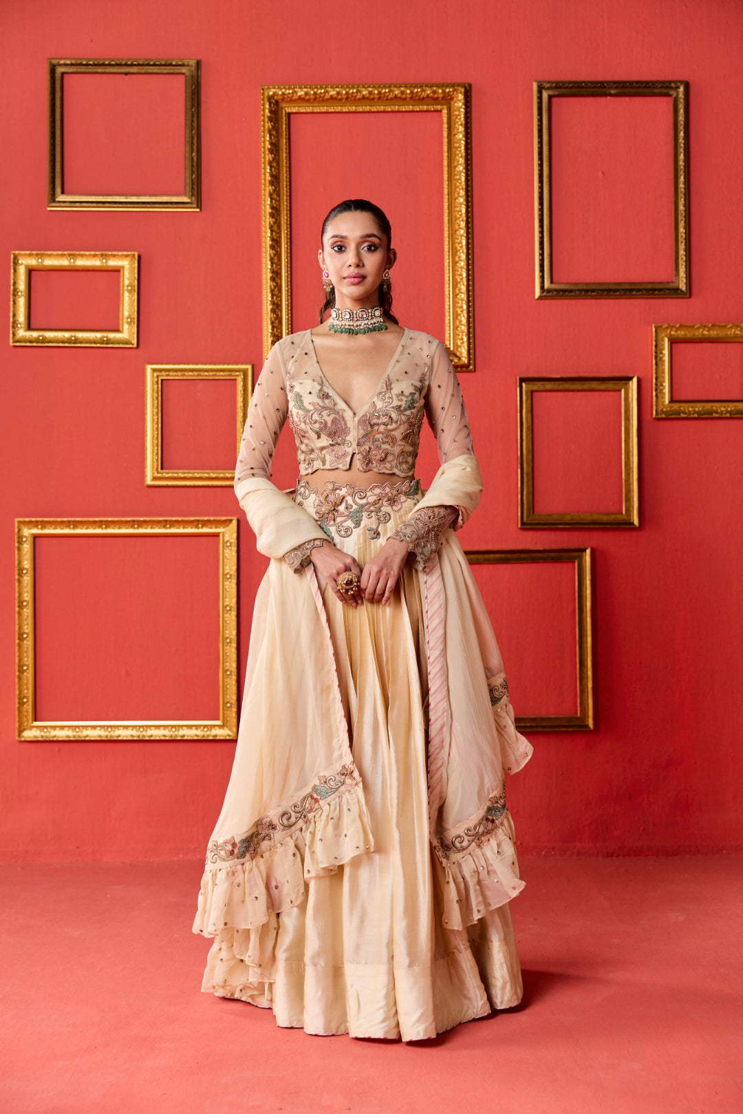 Gold Tussar Lehenga Set