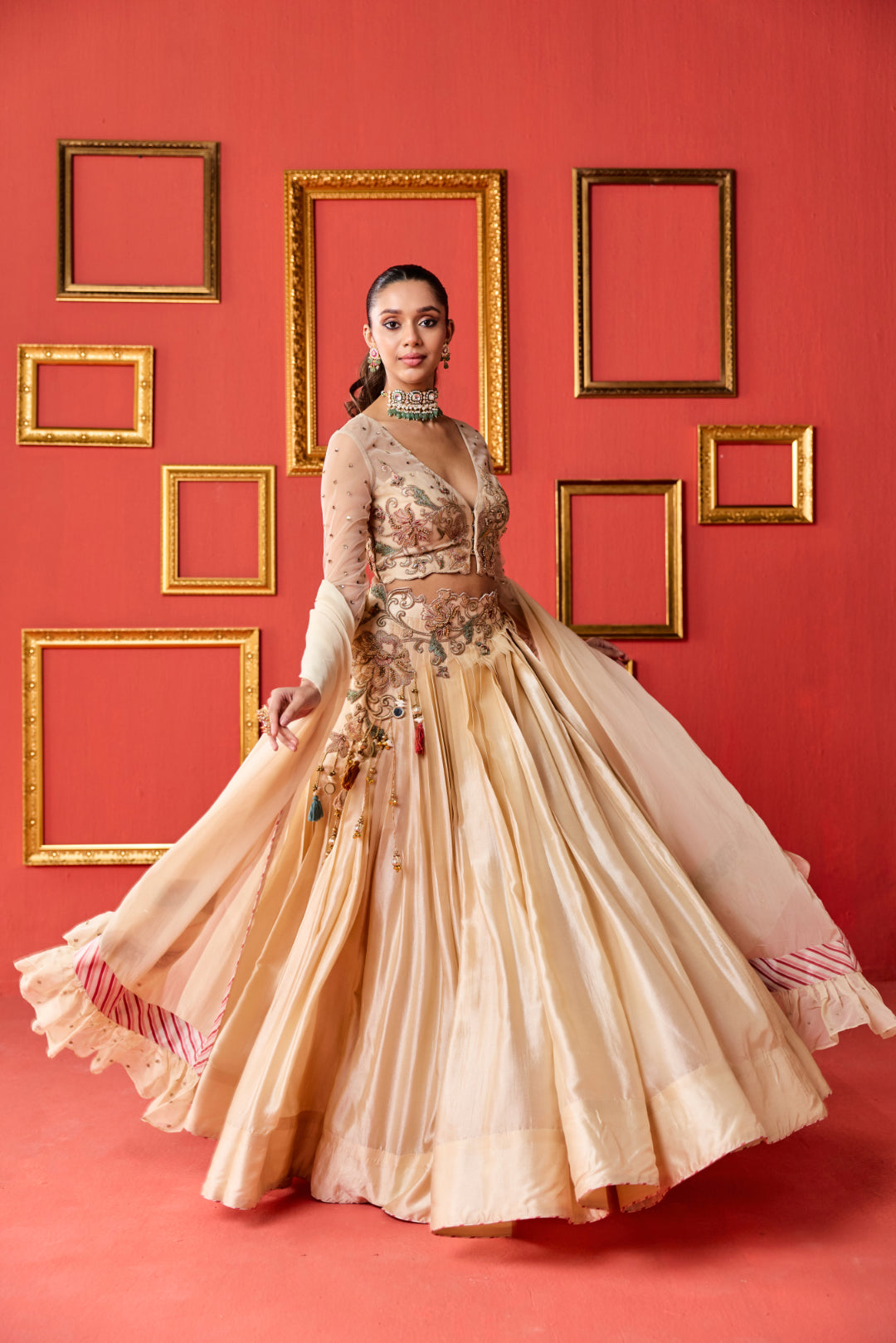 Gold Tussar Lehenga Set