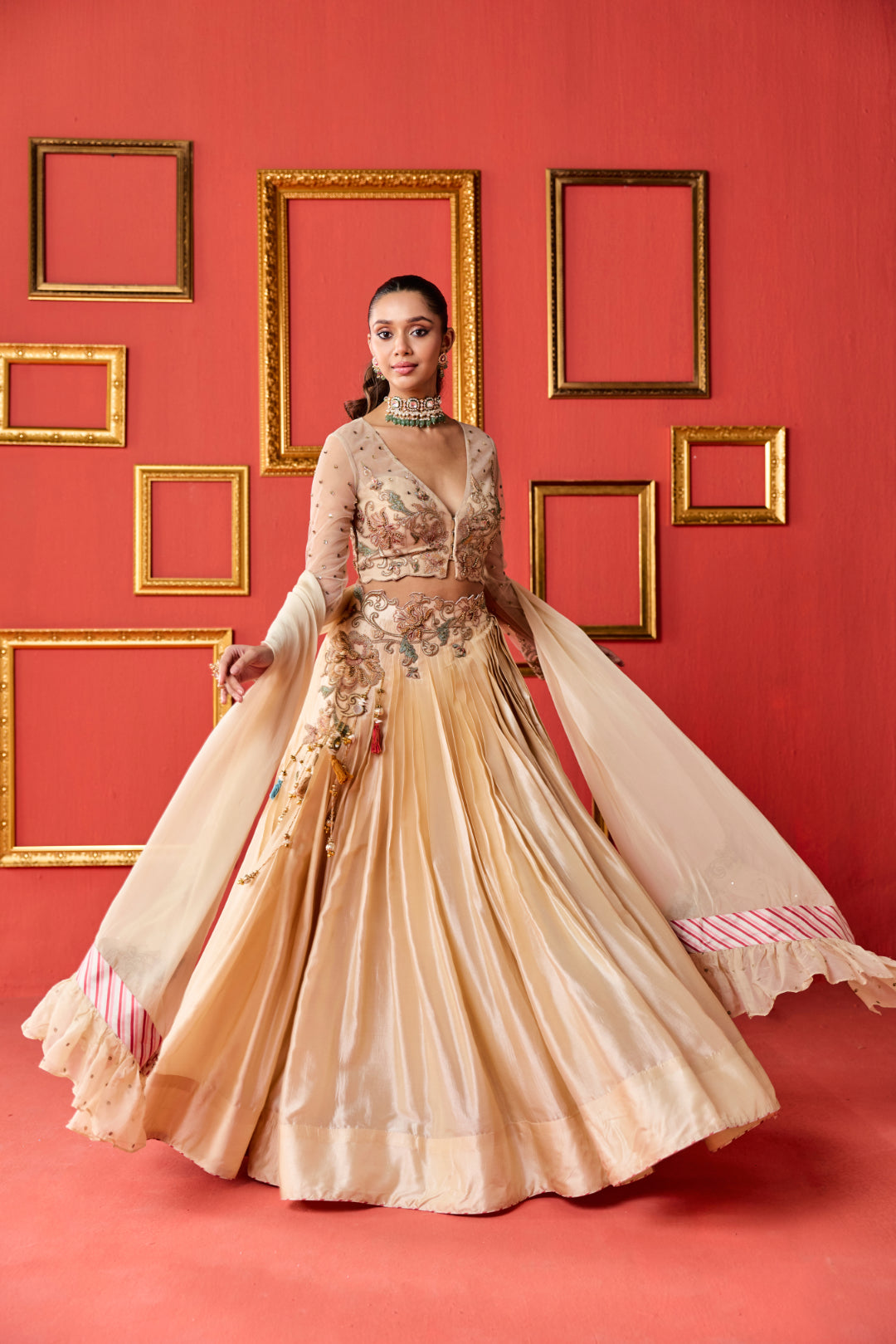 Gold Tussar Lehenga Set
