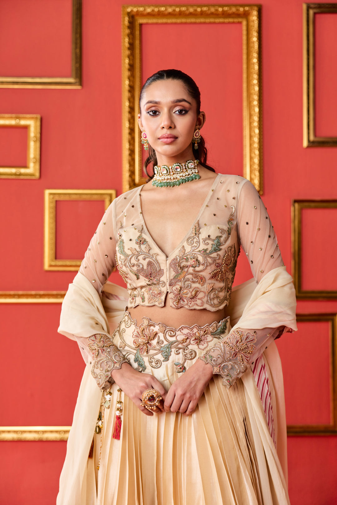 Gold Tussar Lehenga Set