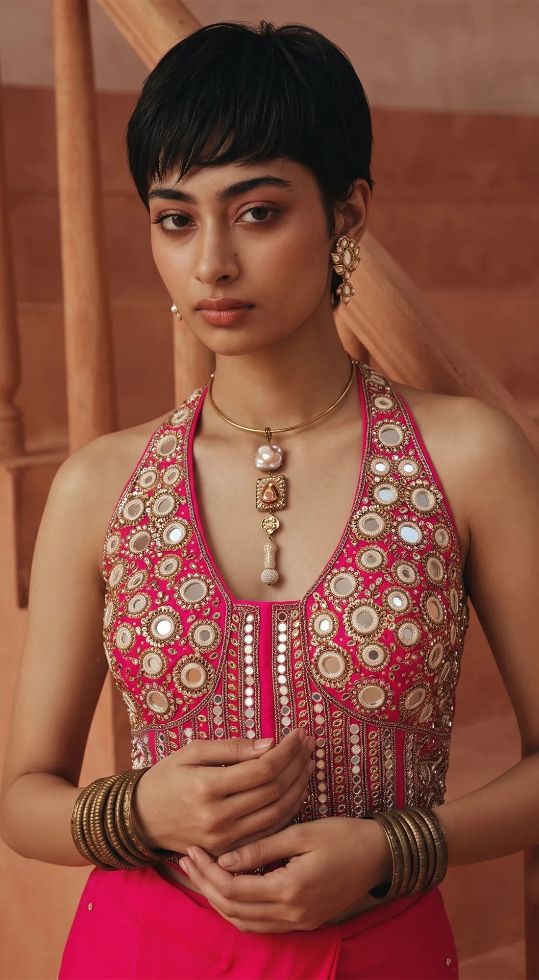 RANI ELISE EMBROIDERED DRAPED SAREE