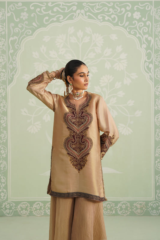 Lamhe Satin Shimmer Embroidered Matching Set