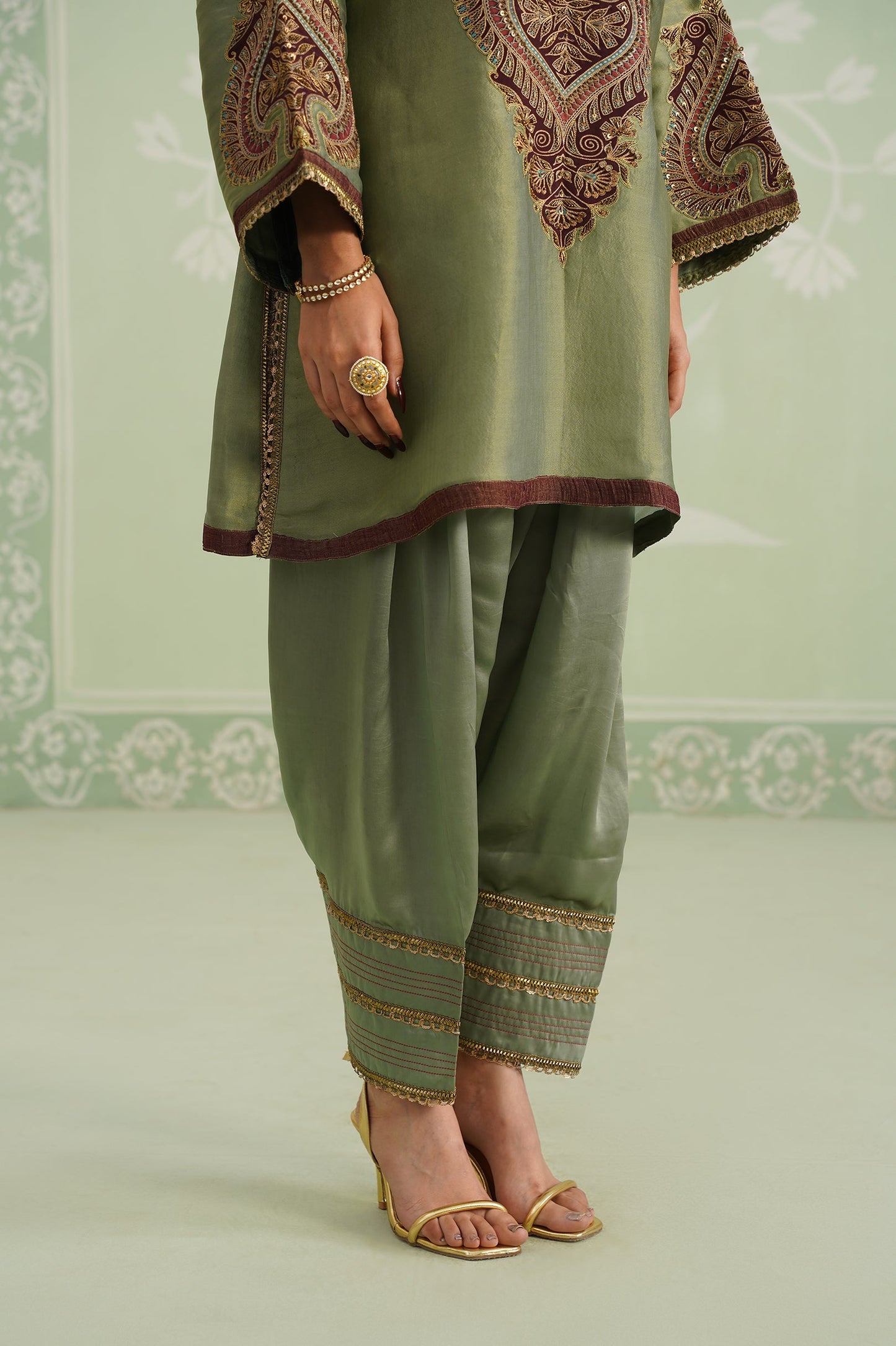 Chitvan Shimmer Satin Embroidered Matching Set