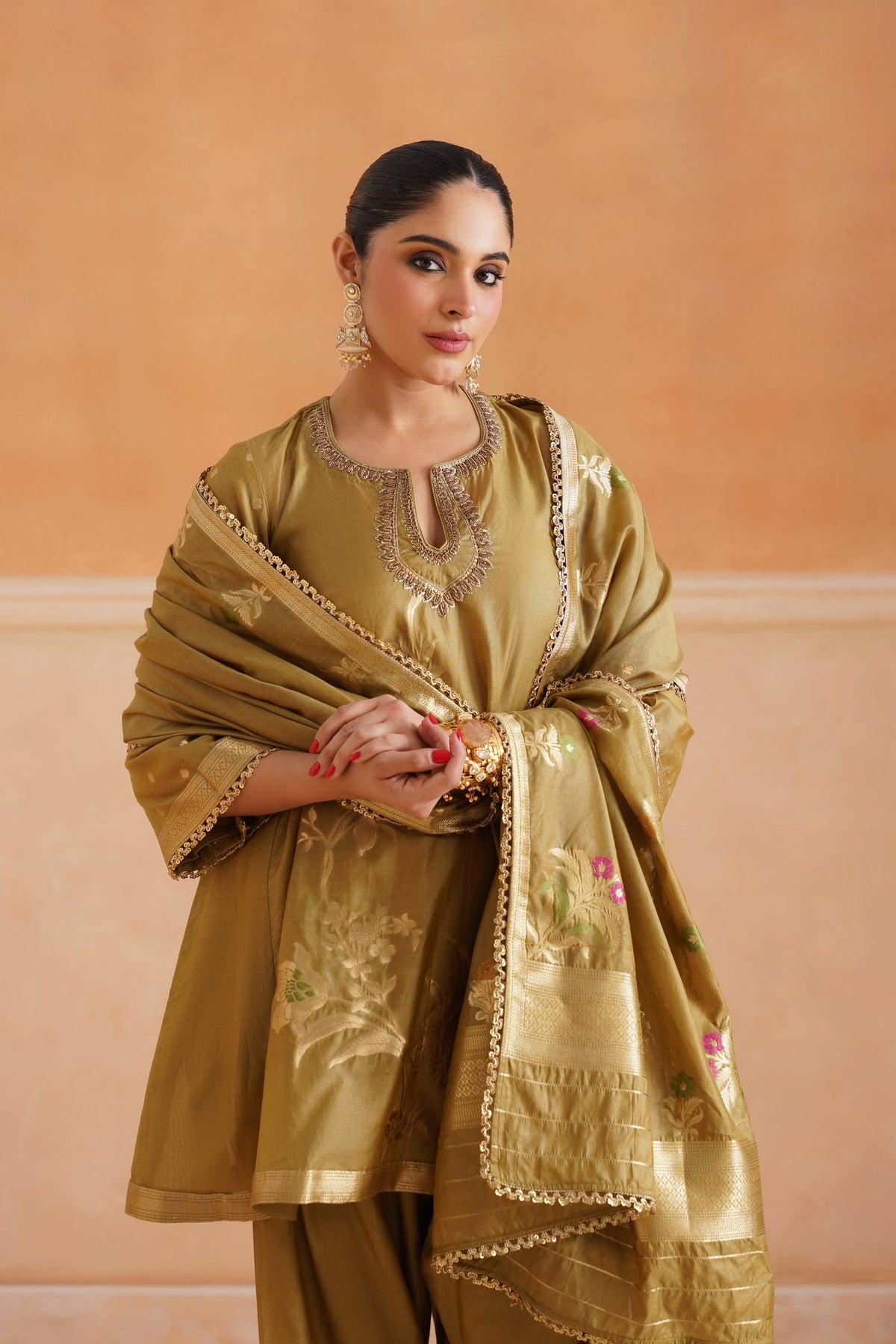 Koyel Chanderi Hand Embroidered Suit Set