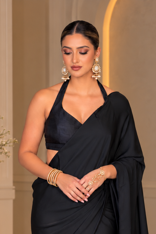 The Black Bow-Back Saree