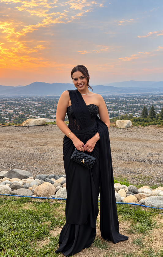 Black Corset Saree