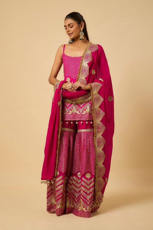 Aishwarya - Kurta, Pant and Dupatta - Fuschia Pink