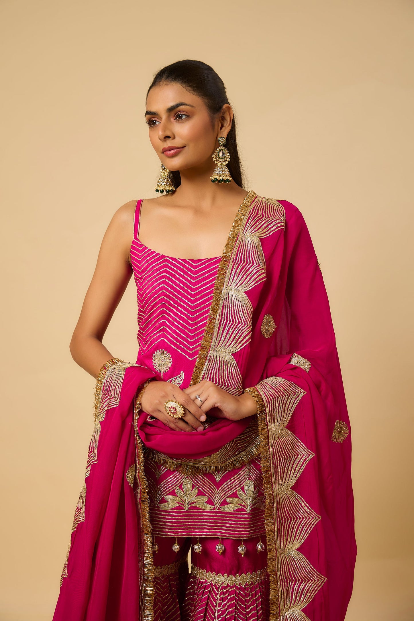 Aishwarya - Kurta, Pant and Dupatta - Fuschia Pink