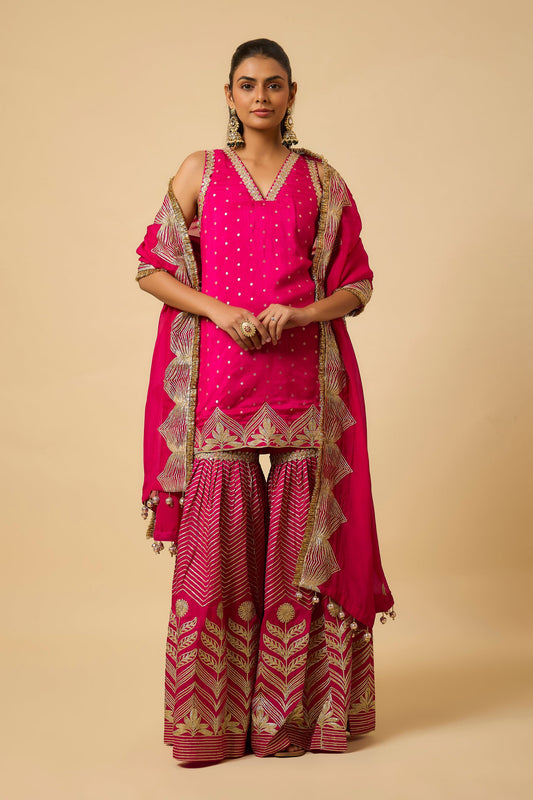 Rani Pink Kurta, Pant and Dupatta
